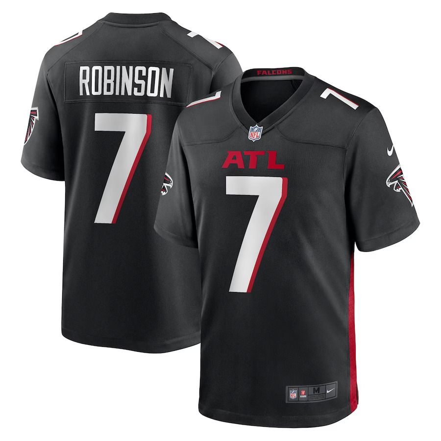 Men Atlanta Falcons 7 Bijan Robinson Nike Black 2023 NFL Draft First Round Pick Game Jersey